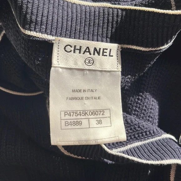 Authentic Chanel Navy Cotton tank top/shirt good condition. Dress it up and down